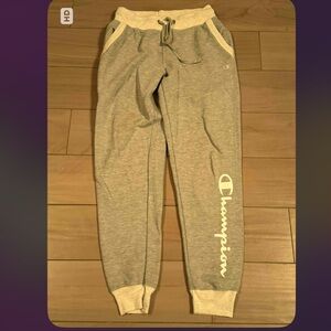 Champion Gray & Cream Logo Jogger Sweatpants